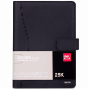 得力(deli)25K100张高档款活页皮面本 商务办公记事本笔记本子 黑色3164